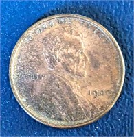 1909-VDB Lincoln Wheat Cent coin marked AU.