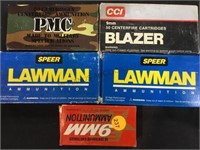 5 boxes of 9mm ammo, lawman, blazer & more