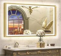 TETOTE 48x30 LED Bathroom Mirror with Lights, Gold
