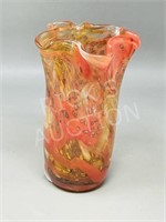 7" tall signed art glass vase