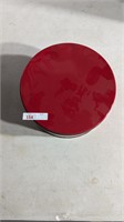 Red Circle Metal Tin with Lightbulb