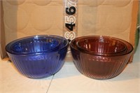 2 Sets of Pyrex Nesting Bowls Cobalt Blue & ?