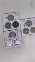 (3) sets of PDS steel wheat pennies 9 coins total