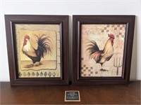 Pair of Framed Rooster Décor Prints