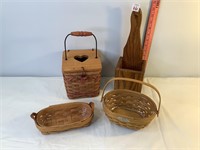 Hanging Wood Box, Tissue Holder & 2 Longabergers