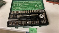 3/8 Drive ratchet and sockets in green case