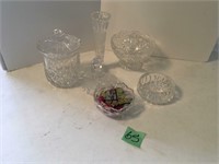 glass/lead crystal candy dishes, vase