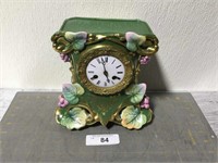 Vintage porcelain mantel clock, green