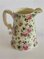 VTG IVORY AND ROSES PORCELAIN PITCHER-VERY NICE