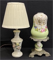 Small Porcelain Lamp & Painted Candle Shade