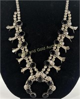 Ornate Sterling Silver & Onyx Necklace
