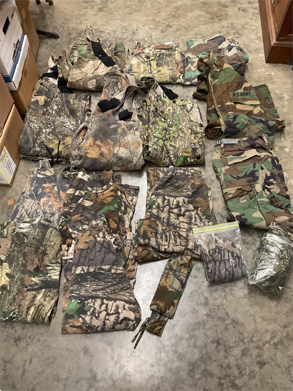 Assorted camouflage clothing assorted sizes