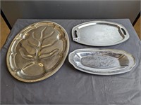 3 serving silver plated serving trays