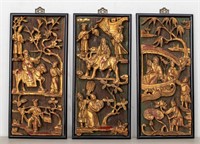 Chinese Giltwood Carved Plaques, 3