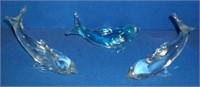 3 glass dolphins