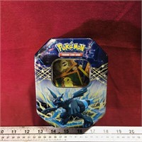 Pokemon Card Tin With Assorted Small Pokemon Cards