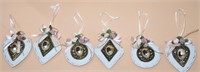 Vintage exquisite porcelain hearts rose ornaments