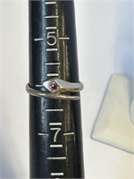 .925 Silver Ruby Ring Sz 6