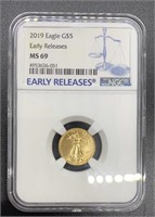 2019 Double Eagle MS69 $5 Gold Coin