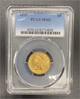 1895 MS62 Liberty Head Variety 2 $5 Gold Coin