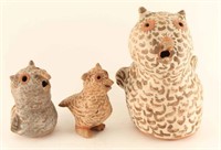 Lot of 3 Acoma Pottery Owls