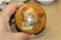 Eagle Wooden Round Trinket Box