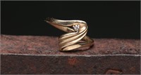 10K Gold & Diamond Freeform Wave Ring 1.5g