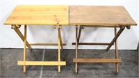 (2) Rustic Pine Folding Side Tables/ Trays