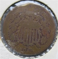 1864 Shield 2 cent piece.