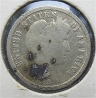 1893-S Barber silver dime.