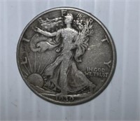 1939D Walking Liberty Silver Half Dollar