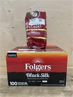 100ct Folgers kcups & eight o clock ground coffee