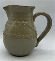 Glazed Pottery Pitcher W/ Grape & Leaf Pattern