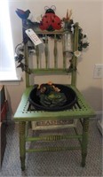 Antique chair in green wash antiqued paint