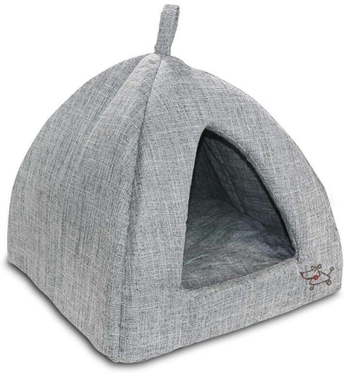 PET TENT FOR DOG AND CAT GRAY LINEN 16X16X14IN