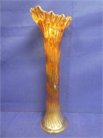 Crimp Carnival Glass On Clear Vase