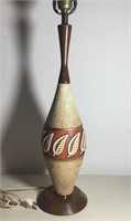 CERAMIC / TEAK  MCM TABLE LAMP