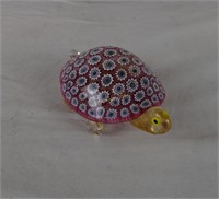 Glass Art Paperweight Turtle Pink Shell