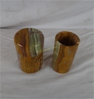 Natural Onyx Containers One W/ Lid Pen Holder