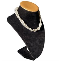 995 Silver Multi-Beaded Pearl Choker Necklace
