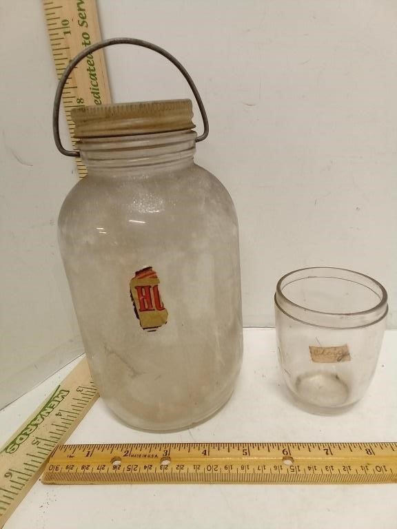 Large Glass Jar w/Handle  & Jelly Glass