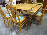 Antique Dining Table W/ 6 Chairs