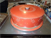 Vintage Metal Cake Saver & Round Hat Box,
