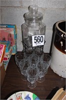 Stem Glasses and Glass Jar