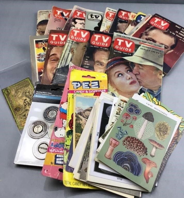 Tv guides and post cards