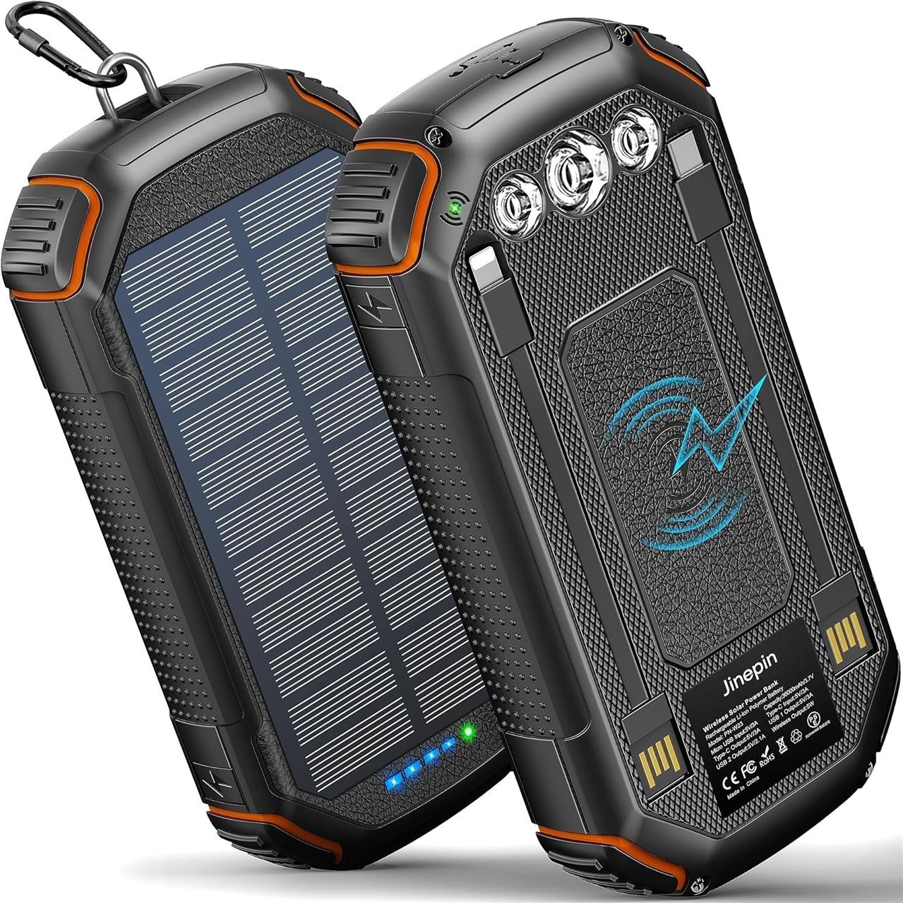 NEW $89 Solar Power Bank w/3 Built In Cables