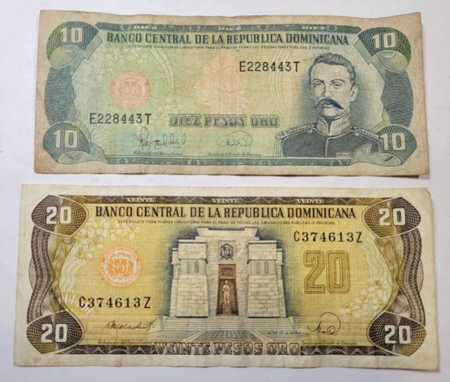 (2) Mexican Peso Bills