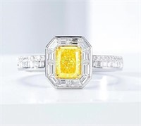 0.65ct Natural Yellow Diamond 18Kt Gold Ring