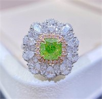 1.1ct Natural Green Diamond 18Kt Gold Ring