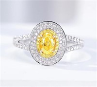 0.5ct Natural Yellow Diamond 18Kt Gold Ring